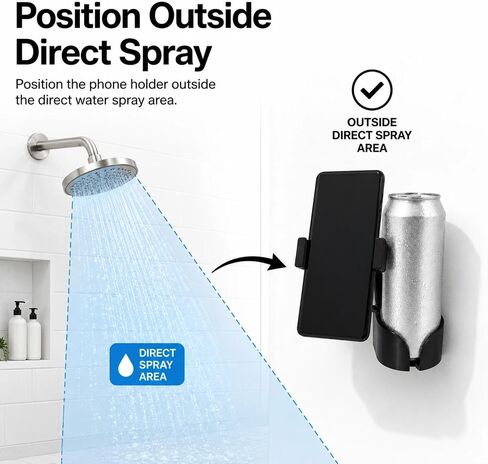 2-in-1 Shower Beer Can & Phone Holder, No-Drill Wall Mount in Kuwait