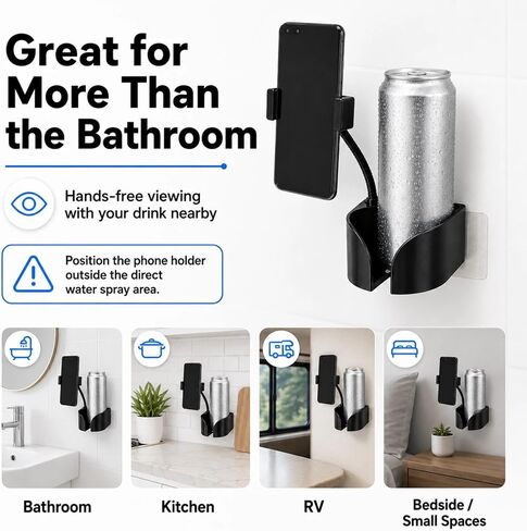 2-in-1 Shower Beer Can & Phone Holder, No-Drill Wall Mount in Kuwait