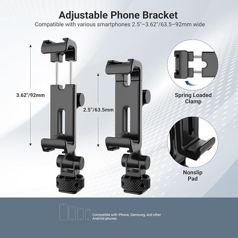 NEEWER Universal Cell Phone Stand Holder with Cold Shoe, 1/4" Thread, 360° Swivel, 180° Tilt, 3 Axis Tripod Mount Adapter Compatible with iPhone Android Samsung Camera Cage Top Handle, PA154 in Kuwait