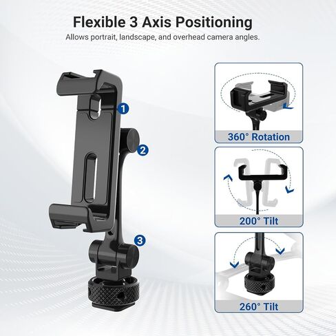 NEEWER Universal Cell Phone Stand Holder with Cold Shoe, 1/4" Thread, 360° Swivel, 180° Tilt, 3 Axis Tripod Mount Adapter Compatible with iPhone Android Samsung Camera Cage Top Handle, PA154 in Kuwait