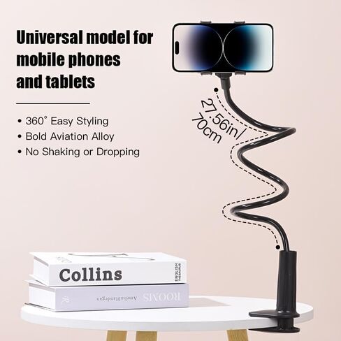 Phone Holder for Bed and Desk, Gooseneck Clip 360 Adjustable Rotation Phone Stand,Hands Free Lazy Long Arm Clamp Bracket in Kuwait