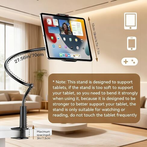 Phone Holder for Bed and Desk, Gooseneck Clip 360 Adjustable Rotation Phone Stand,Hands Free Lazy Long Arm Clamp Bracket in Kuwait