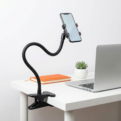 Heavy-Duty Adjustable Gooseneck Phone Holder with 360° Rotating Arm & S/Z Curve Design - 74.93cm Flexible Bed/Table/Car/Multi-Use Stand, Sturdy Clamp for Smartphones, Tablets, E-Readers in Kuwait