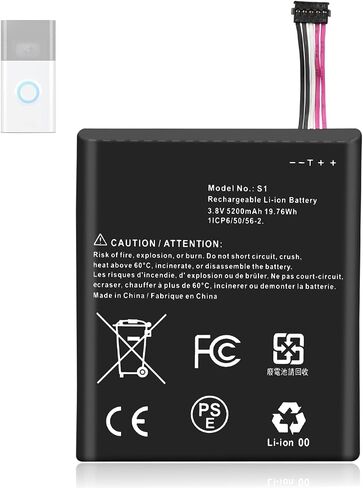 for Ring Doorbell S1 Battery Replacement: for Ring Camera Doorbell Model 2nd Generation (2020 Release) 5UM5E5 Video Doorbells Gen 2 (5 Pin Version ONLY) 5200mAh in Kuwait
