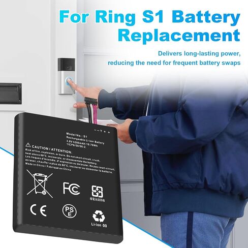 for Ring Doorbell S1 Battery Replacement: for Ring Camera Doorbell Model 2nd Generation (2020 Release) 5UM5E5 Video Doorbells Gen 2 (5 Pin Version ONLY) 5200mAh in Kuwait