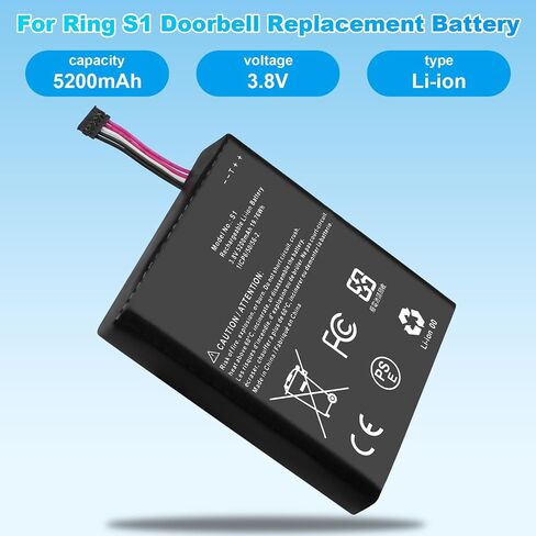for Ring Doorbell S1 Battery Replacement: for Ring Camera Doorbell Model 2nd Generation (2020 Release) 5UM5E5 Video Doorbells Gen 2 (5 Pin Version ONLY) 5200mAh in Kuwait