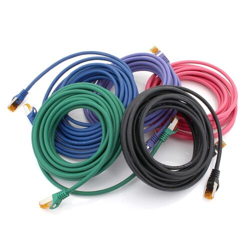 1aTTack.de Cat.7 ethernet Cable 2m - 5 Colors Set 02-5 Pieces - Cat7 LAN Network 10GBASE-T - 10000 Mbps (Sftp Pimf) Double Shielded patchcable RJ45 Plug Cat.6a in Saudi Arabia
