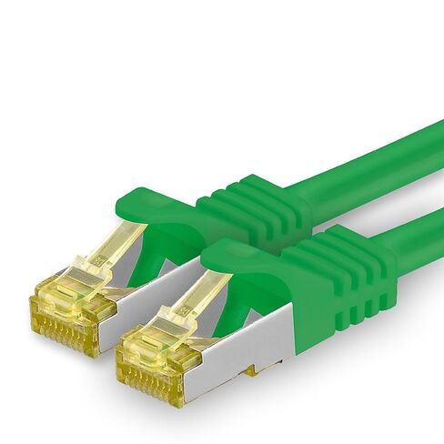 1aTTack.de Cat.7 Patch Cable Set S/FTP (PiMF) Ethernet LAN Network Cables 10 Gigabit/s High Speed 600 MHz with Locking Protection Halogen-Free (LSZH) Green - 1 Piece 15m in Saudi Arabia