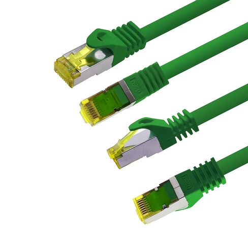 1aTTack.de Cat.7 Patch Cable Set S/FTP (PiMF) Ethernet LAN Network Cables 10 Gigabit/s High Speed 600 MHz with Locking Protection Halogen-Free (LSZH) Green - 1 Piece 15m in Saudi Arabia