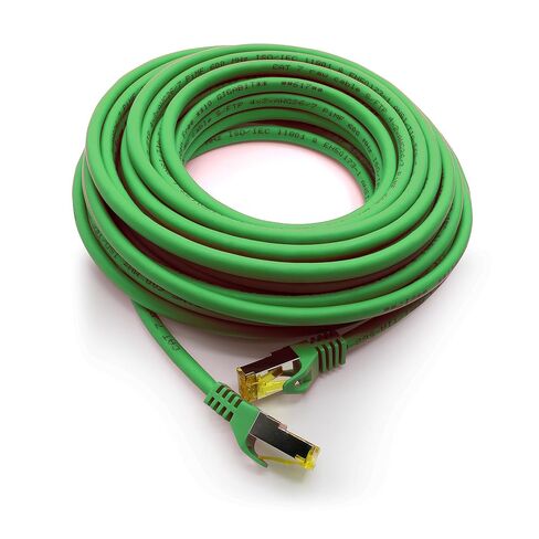 1aTTack.de Cat.7 Patch Cable Set S/FTP (PiMF) Ethernet LAN Network Cables 10 Gigabit/s High Speed 600 MHz with Locking Protection Halogen-Free (LSZH) Green - 1 Piece 15m in Saudi Arabia