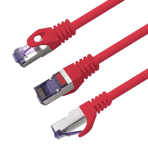1aTTack.de Cat.7 LAN ethernet Cable 1m - Red - Cat7 LAN Network 10GBASE-T - 10000 Mbps (Sftp Pimf) Double Shielded patchcable RJ45 Plug Cat.6a in Saudi Arabia