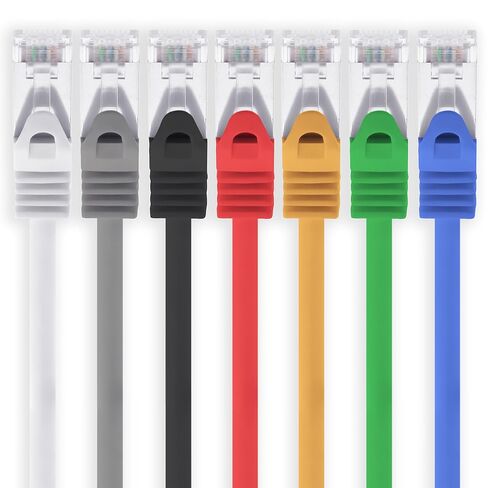 1aTTack.de CAT7 Cat.7 Gigabit Ethernet Cable, LAN Cable, Network Cable, raw Cable with (RJ45) Cat6a Connector (Double Shielded) 500 MHz 7 Farben - 7 Stück 2m in Saudi Arabia