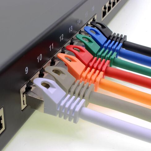 1aTTack.de CAT7 Cat.7 Gigabit Ethernet Cable, LAN Cable, Network Cable, raw Cable with (RJ45) Cat6a Connector (Double Shielded) 500 MHz 7 Farben - 7 Stück 2m in Saudi Arabia