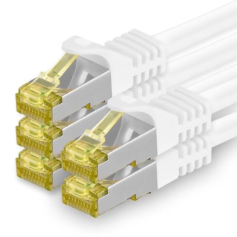 1aTTack.de Cat.7 Patch Cable Set S/FTP (PiMF) Ethernet LAN Network Cables 10 Gigabit/s High Speed 600 MHz with Locking Protection Halogen-Free (LSZH) White - 5 Pieces 7 5m in Saudi Arabia