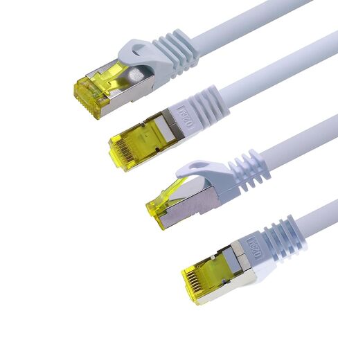 1aTTack.de Cat.7 Patch Cable Set S/FTP (PiMF) Ethernet LAN Network Cables 10 Gigabit/s High Speed 600 MHz with Locking Protection Halogen-Free (LSZH) White - 5 Pieces 7 5m in Saudi Arabia