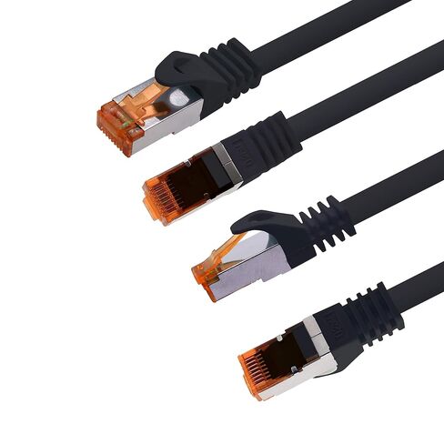 Cat.7 ethernet Cable 1m - Black - 10 Pieces - Cat7 LAN Network 10GBASE-T - 10000 Mbps (Sftp Pimf) Double Shielded patchcable RJ45 Plug Cat.6a in Saudi Arabia