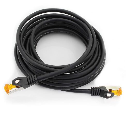 Cat.7 ethernet Cable 1m - Black - 10 Pieces - Cat7 LAN Network 10GBASE-T - 10000 Mbps (Sftp Pimf) Double Shielded patchcable RJ45 Plug Cat.6a in Saudi Arabia