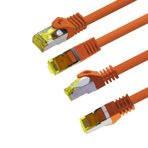 1aTTack.de Cat.7 Patch Cable Set S/FTP (PiMF) Ethernet LAN Network Cables 10 Gigabit/s High Speed 600 MHz with Locking Protection Halogen-Free (LSZH) Orange - 10 Pieces 3m in Saudi Arabia