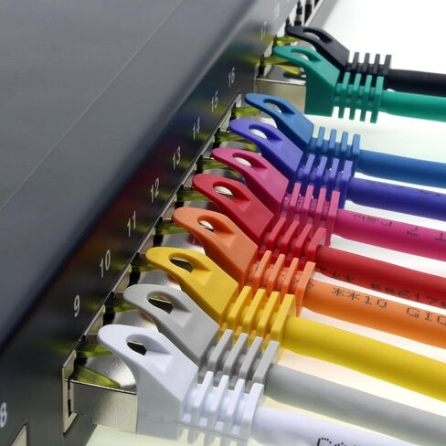 1aTTack.de Cat.7 Patch Cable Set S/FTP (PiMF) Ethernet LAN Network Cables 10 Gigabit/s High Speed 600 MHz with Locking Protection Halogen-Free (LSZH) Orange - 10 Pieces 3m in Saudi Arabia