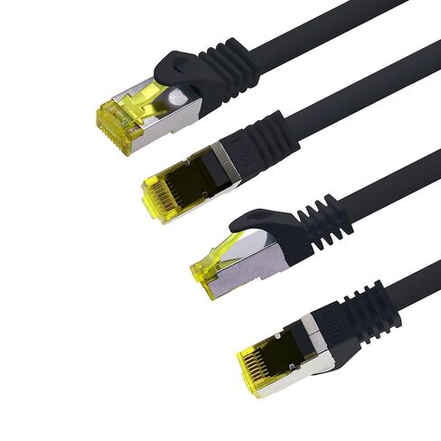 1aTTack.de Cat.7 Patch Cable Set S/FTP (PiMF) Ethernet LAN Network Cables 10 Gigabit/s High Speed 600 MHz with Locking Protection Halogen-Free (LSZH) Schwarz - 10 Pieces 5m in Kuwait