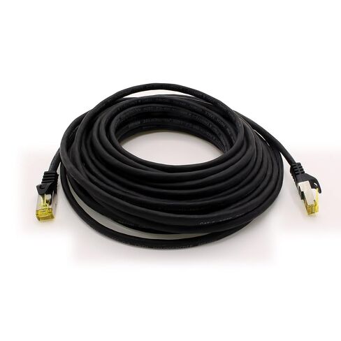 1aTTack.de Cat.7 Patch Cable Set S/FTP (PiMF) Ethernet LAN Network Cables 10 Gigabit/s High Speed 600 MHz with Locking Protection Halogen-Free (LSZH) Schwarz - 10 Pieces 5m in Kuwait