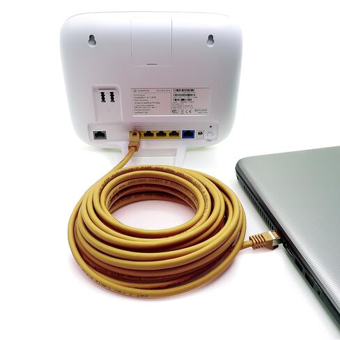 1aTTack.de Cat.7 Patch Cable Set S/FTP (PiMF) Ethernet LAN Network Cables 10 Gigabit/s High Speed 600 MHz with Locking Protection Halogen-Free (LSZH) Yellow - 5 Pieces 3m in Saudi Arabia