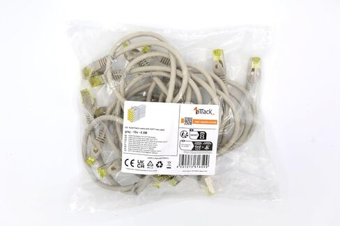 Cat.7 Patch Cable Set S/FTP (PiMF) Ethernet LAN Network Cables 10 Gigabit/s High Speed 600 MHz with Locking Protection Halogen-Free (LSZH) Grey - 10 Pieces 0 5m in Kuwait