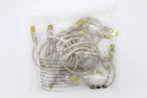 Cat.7 Patch Cable Set S/FTP (PiMF) Ethernet LAN Network Cables 10 Gigabit/s High Speed 600 MHz with Locking Protection Halogen-Free (LSZH) Grey - 10 Pieces 0 5m in Kuwait