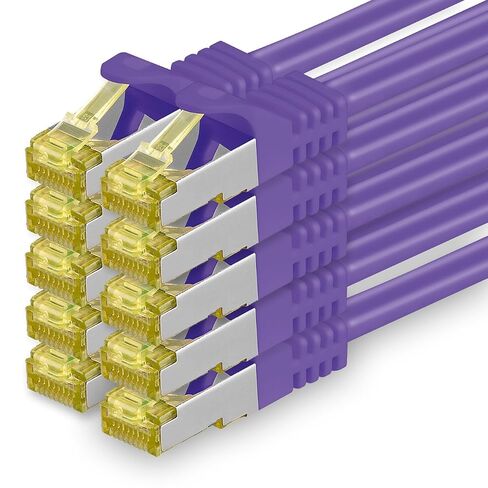 Cat.7 Patch Cable Set S/FTP (PiMF) Ethernet LAN Network Cables 10 Gigabit/s High Speed 600 MHz with Locking Protection Halogen-Free (LSZH) Violet - 10 Pieces 0 25m in Saudi Arabia