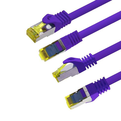 Cat.7 Patch Cable Set S/FTP (PiMF) Ethernet LAN Network Cables 10 Gigabit/s High Speed 600 MHz with Locking Protection Halogen-Free (LSZH) Violet - 10 Pieces 0 25m in Saudi Arabia