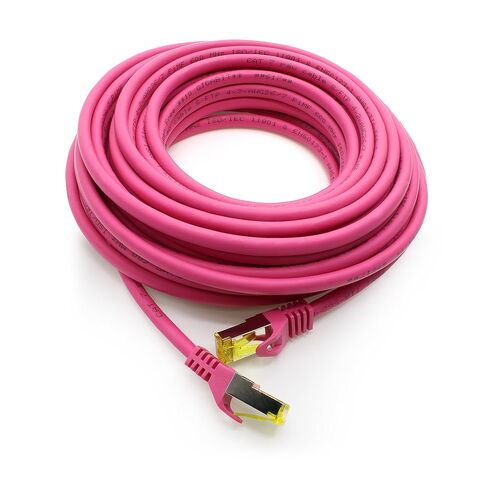 1aTTack.de Cat.7 Patch Cable Set S/FTP (PiMF) Ethernet LAN Network Cables 10 Gigabit/s High Speed 600 MHz with Locking Protection Halogen-Free (LSZH) Magenta - 5 Pieces 2m in Saudi Arabia