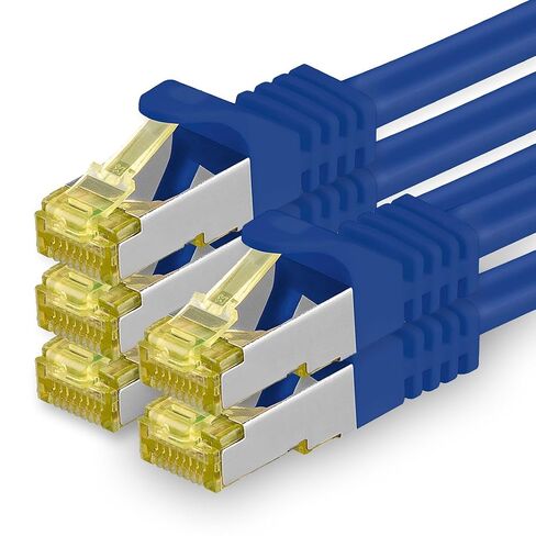 1aTTack.de Cat.7 Patch Cable Set S/FTP (PiMF) Ethernet LAN Network Cables 10 Gigabit/s High Speed 600 MHz with Locking Protection Halogen-Free (LSZH) Blue - 5 Pieces 2m in Saudi Arabia