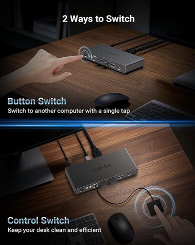MINIX 8K USB-C+HDMI KVM Switch 1 Monitor 2 Computers for Laptop PC，Aluminum in Saudi Arabia