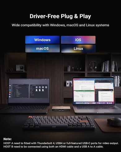 MINIX 8K USB-C+HDMI KVM Switch 1 Monitor 2 Computers for Laptop PC，Aluminum in Saudi Arabia