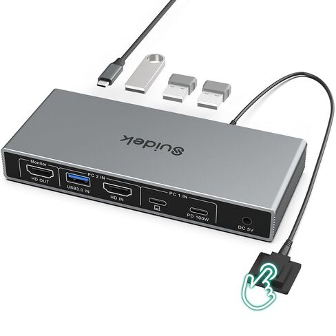 SUIDEK USB C+HDMI KVM Switch 1 Monitors 2 Computers-3 USB A+1 USB-C3.0 Port in Kuwait