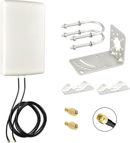 2x2 MIMO 10dBi High Gain Directional Panel Antenna 4G LTE/5G Antenna Outdoor 700-3800MHz for Routers, Modems, Gateways, Fixed Wireless Access – SMA Male 6.56ft RG58U Cables+RP-SMA Male Adapter in Saudi Arabia