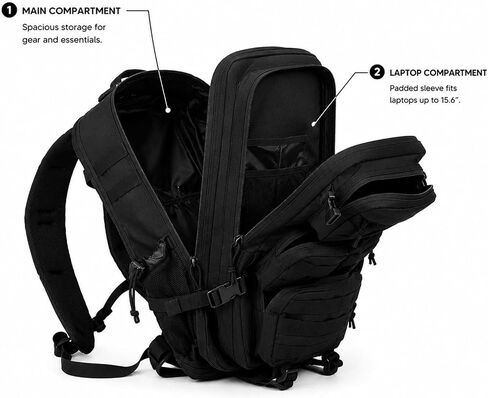 Large Black Tactical Backpack for Men, 40L/50L Expandable Military Rucksack in Saudi Arabia