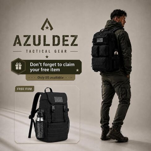 Large Black Tactical Backpack for Men, 40L/50L Expandable Military Rucksack in Saudi Arabia