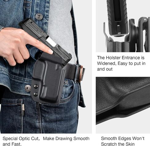OWB Kydex Holster for S&W M&P 9MM/.40 M2.0 Full Size & Compact, Red Dot Compatible, Right Hand, Outside Waistband Concealed Carry in Kuwait