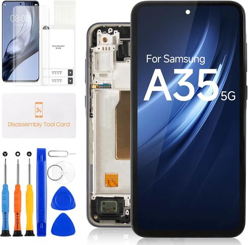 Incell for Samsung Galaxy A35 5G LCD Screen Replacement for Samsung A35 5G LCD Display Digitizer for SM-A356E SM-A356B A356U A356B/DS Touch Screen Glass Assembly Kits (Black with Frame) in Kuwait