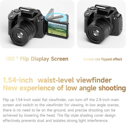 Pomya DSLR Camera 68MP 4K AF MF 2.8 Inch Flip Screen Travel in Kuwait