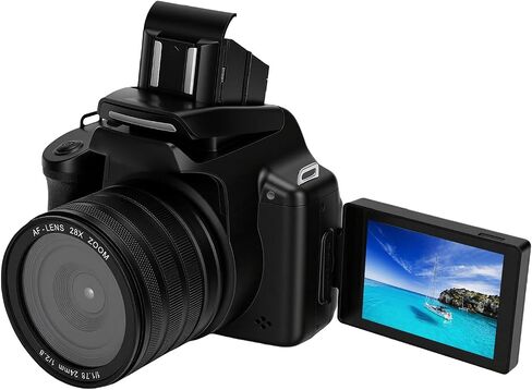 PUSOKEI 68MP 4K Digital Camera Waist Level Finder, Flip Screen Vlogging in Kuwait