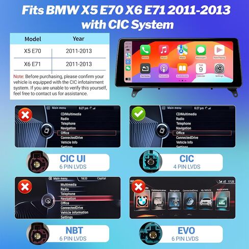 Wireless CarPlay Andriod Auto Touch Screen for BMW X5 X6 E70 E71 2011-2013 in Kuwait