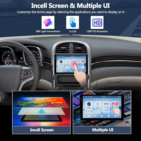 4G+64G Car Radio Stereo for Chevrolet Chevy Malibu 2013 2014 2015, Wireless Carplay Android Auto, 9 Inch in-Cell 1280 * 720 Touch Screen Head Unit with GPS Navigation Bluetooth FM WiFi Backup Camera in Kuwait