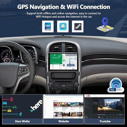4G+64G Car Radio Stereo for Chevrolet Chevy Malibu 2013 2014 2015, Wireless Carplay Android Auto, 9 Inch in-Cell 1280 * 720 Touch Screen Head Unit with GPS Navigation Bluetooth FM WiFi Backup Camera in Kuwait