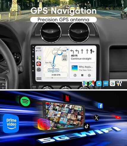 4G+64GB Android 13 Car Radio Stereo for Jeep Patriot Compass 2010-2016 in Kuwait