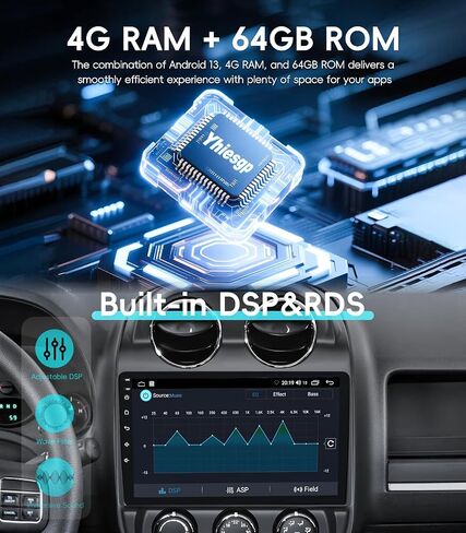 4G+64GB Android 13 Car Radio Stereo for Jeep Patriot Compass 2010-2016 in Kuwait