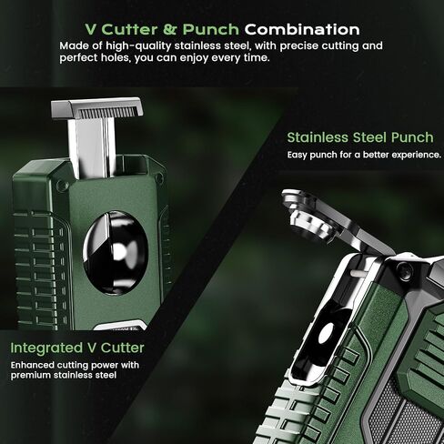 5-in-1 Multifunctional Torch Lighter with Tool, Punch, Holder, and Windproof Triple Jet Flames, Refillable Butane Lighter for Travel, Outdoors, Accessories Gift for Men (Butane Not Included) in Kuwait