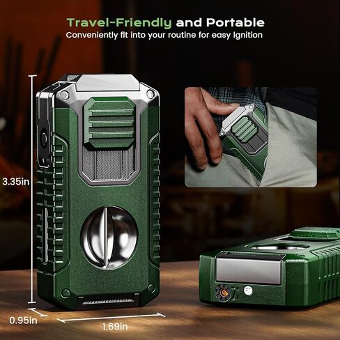 5-in-1 Multifunctional Torch Lighter with Tool, Punch, Holder, and Windproof Triple Jet Flames, Refillable Butane Lighter for Travel, Outdoors, Accessories Gift for Men (Butane Not Included) in Kuwait