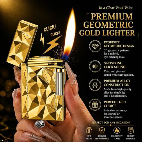 Classic Metal Engraved Lighter, Refillable Lighter, Vintage Trench Design, Exquisite Box Packaging for Men, Father, Husband Butane Not Included,Black in Kuwait